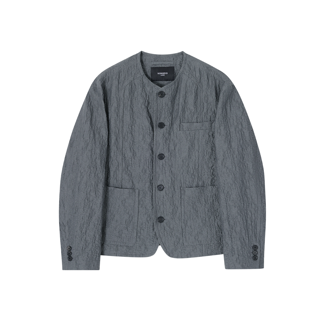 송지오 옴므 크리스 라운드넥 코쿤 자켓 그레이(SONGZIO HOMME Crease Round Neck Cocoon Jacket Grey) - 1