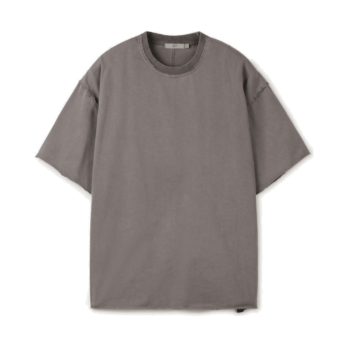 24/7 시리즈 다이드 워싱 로우 엣지 티셔츠 다크 브라운(24/7 series Dyed Washing Raw Edge Crop T-Shirts Dark Brown) - 1