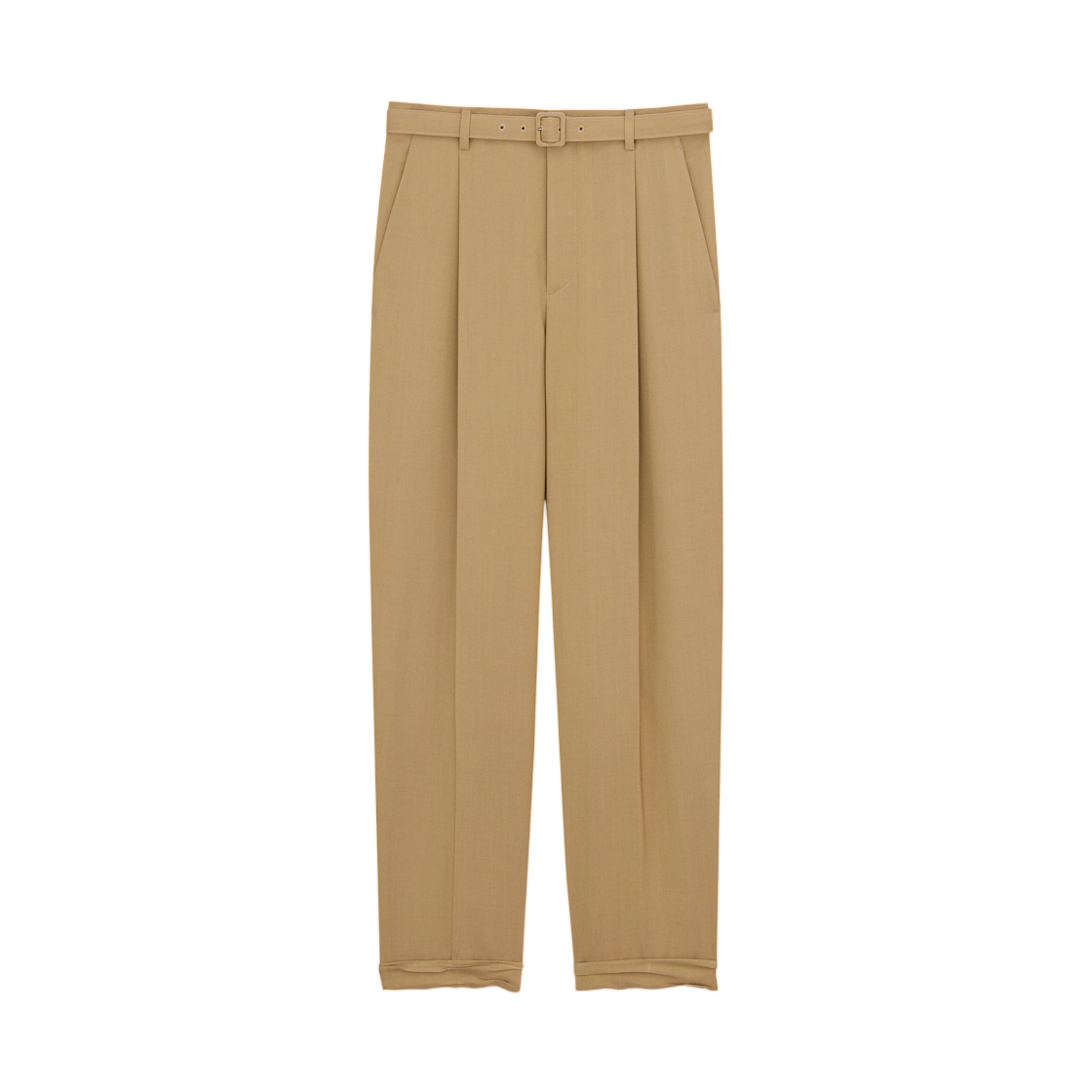 854426-Y1N15-2611 Saint Laurent Slim Fit Pants in Wool and Mohair Beige Fonce