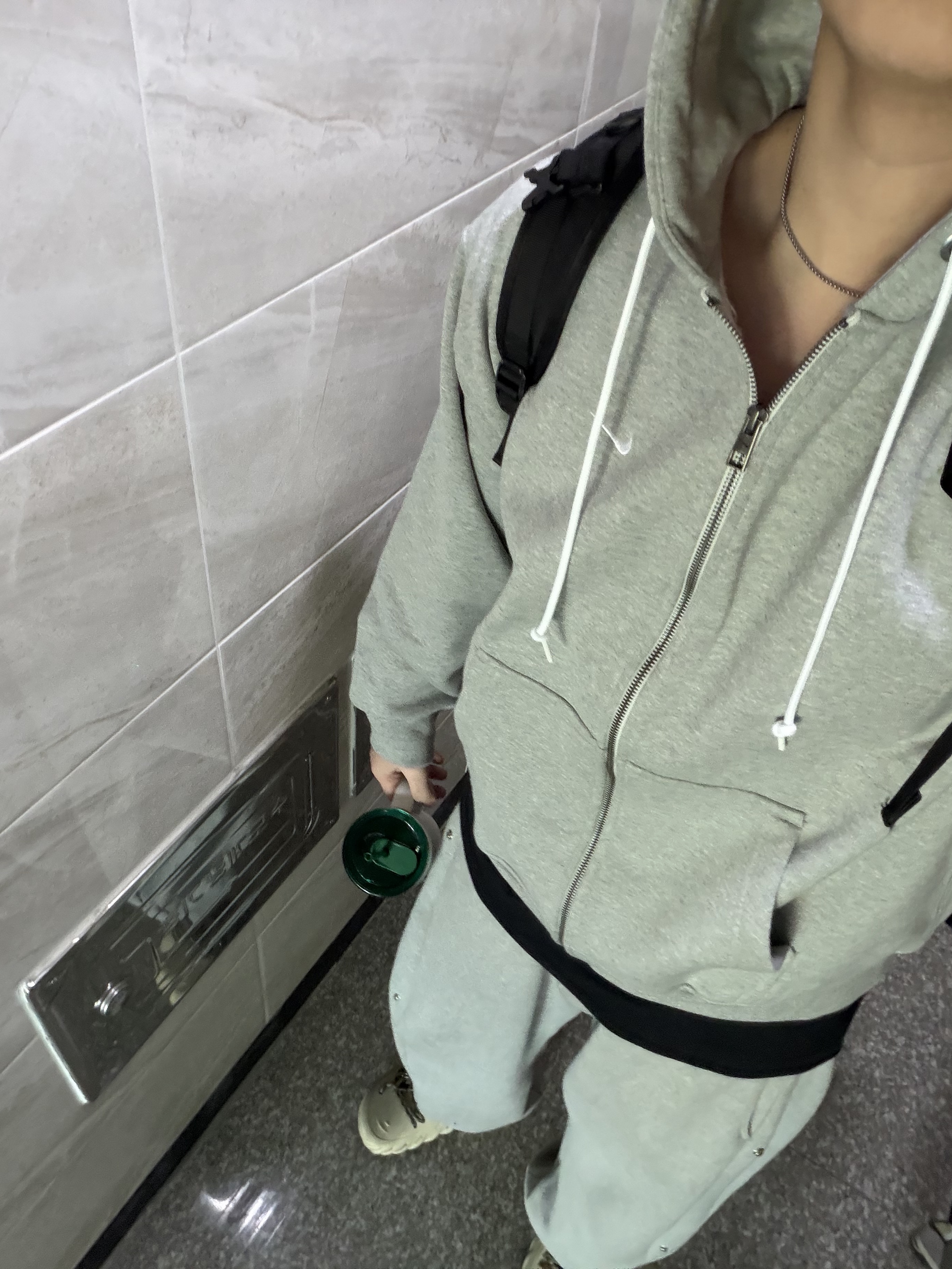 Nike NRG Solo Swoosh Full Zip Hoodie Dark Grey Heather - Asia, [KREAM 단독] Riomeu Snake Chain Necklace 2.5mm 착용 스타일 - 1