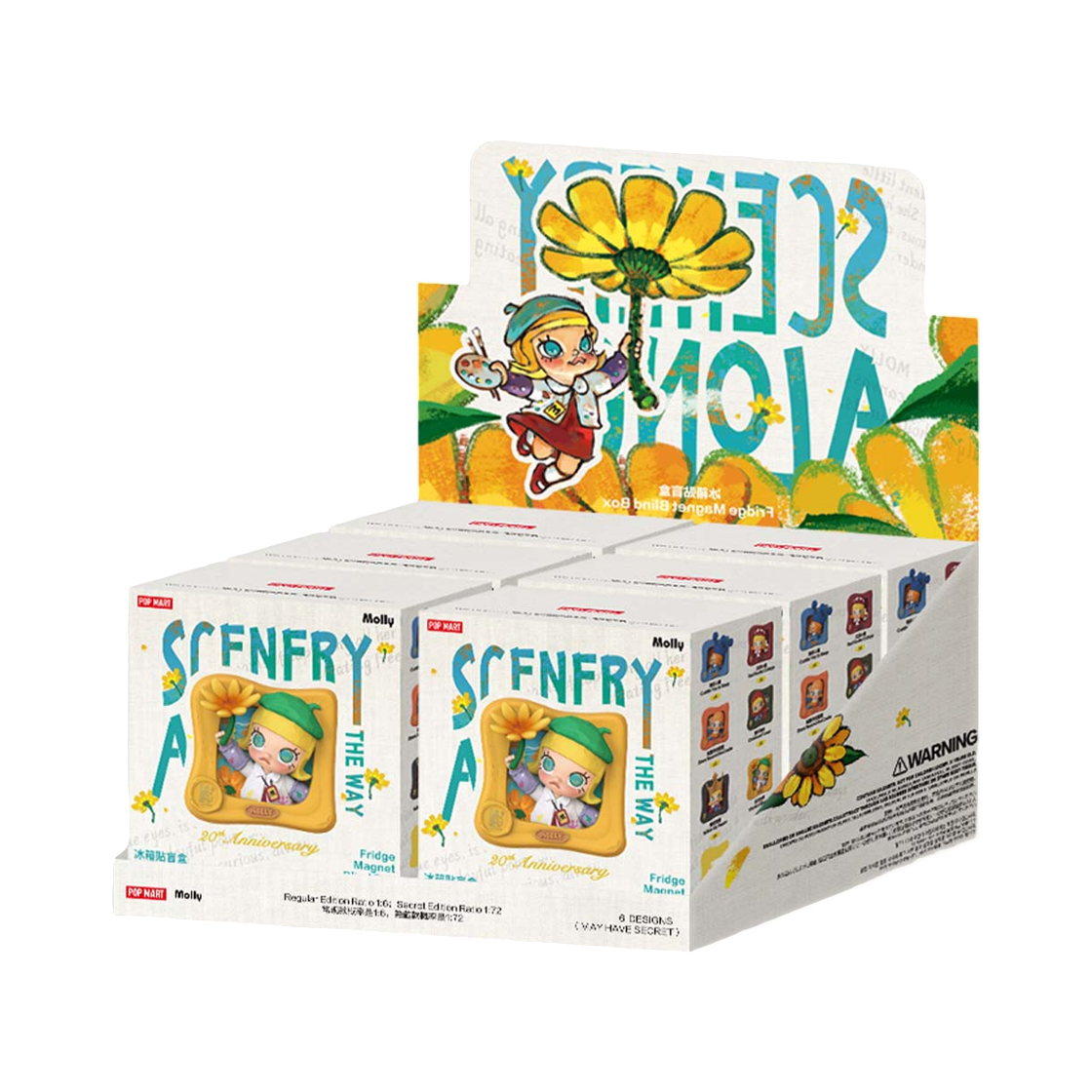 - Pop Mart Molly Scenery Along The Way Series Fridge Magnet Sealed Case (6 Blind Boxes)