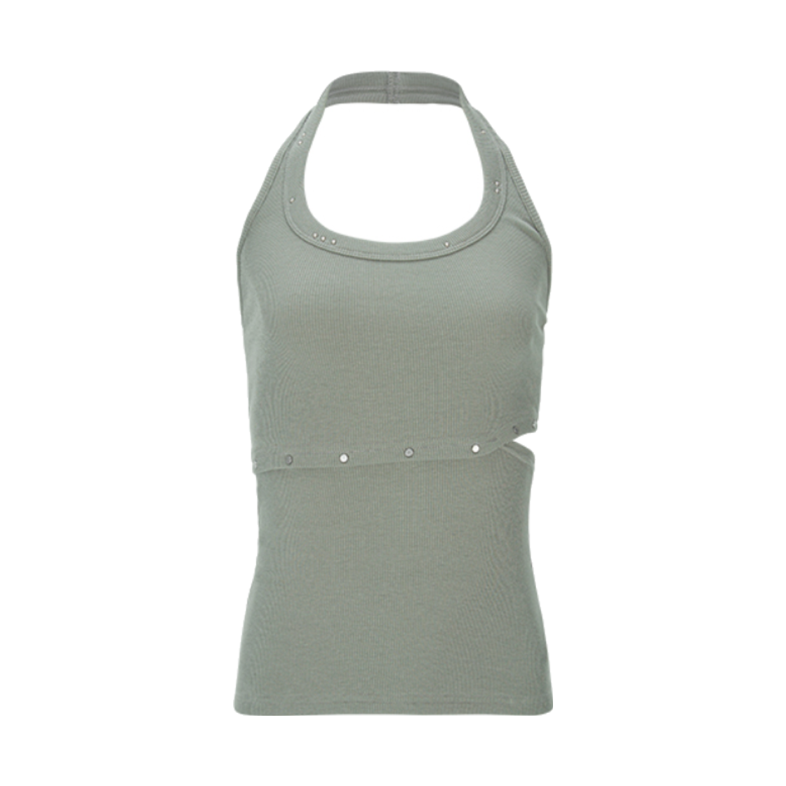 인스아울 스터드 홀터탱크탑 글로우카키(Inseowl Stud Halter Tanktop Glow Khaki)