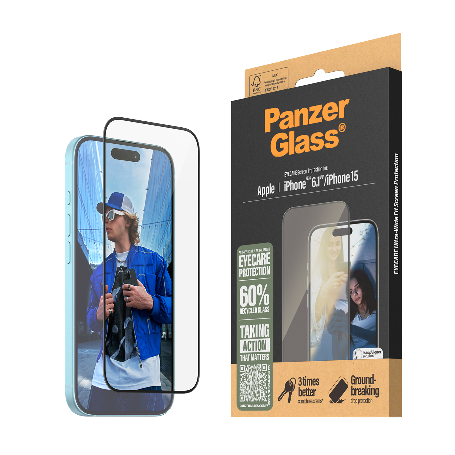 판저글래스 2in1 아이케어 강화유리 아이폰 16 시리즈(PANZERGLASS 2-in-1 Eye Care Tempered Glass for iPhone 16 Series) - 2