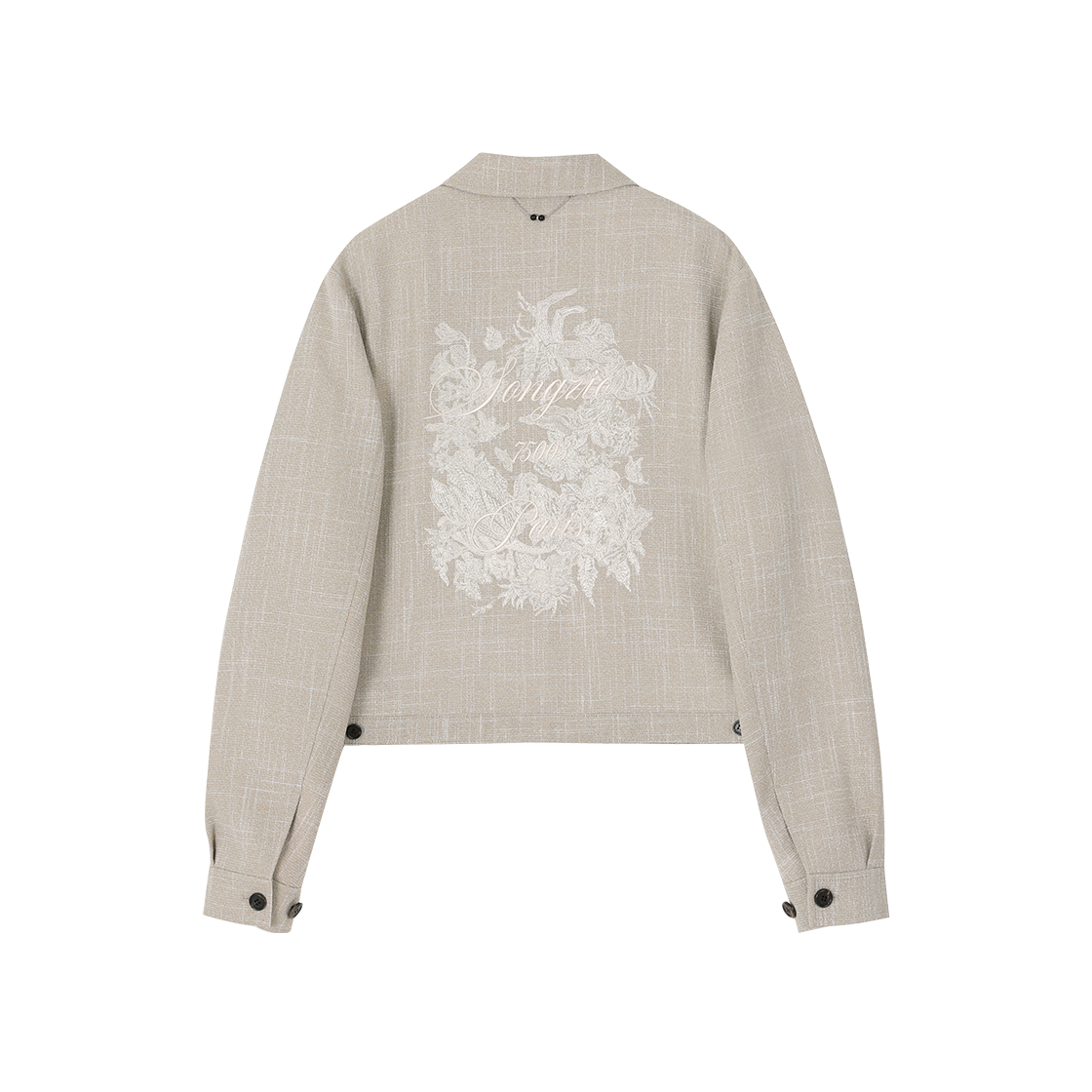 (W) 송지오 플로럴 엠브로이드 트위드 점퍼 베이지((W) SONGZIO Floral Embroidered Tweed Jumper Beige) - 2