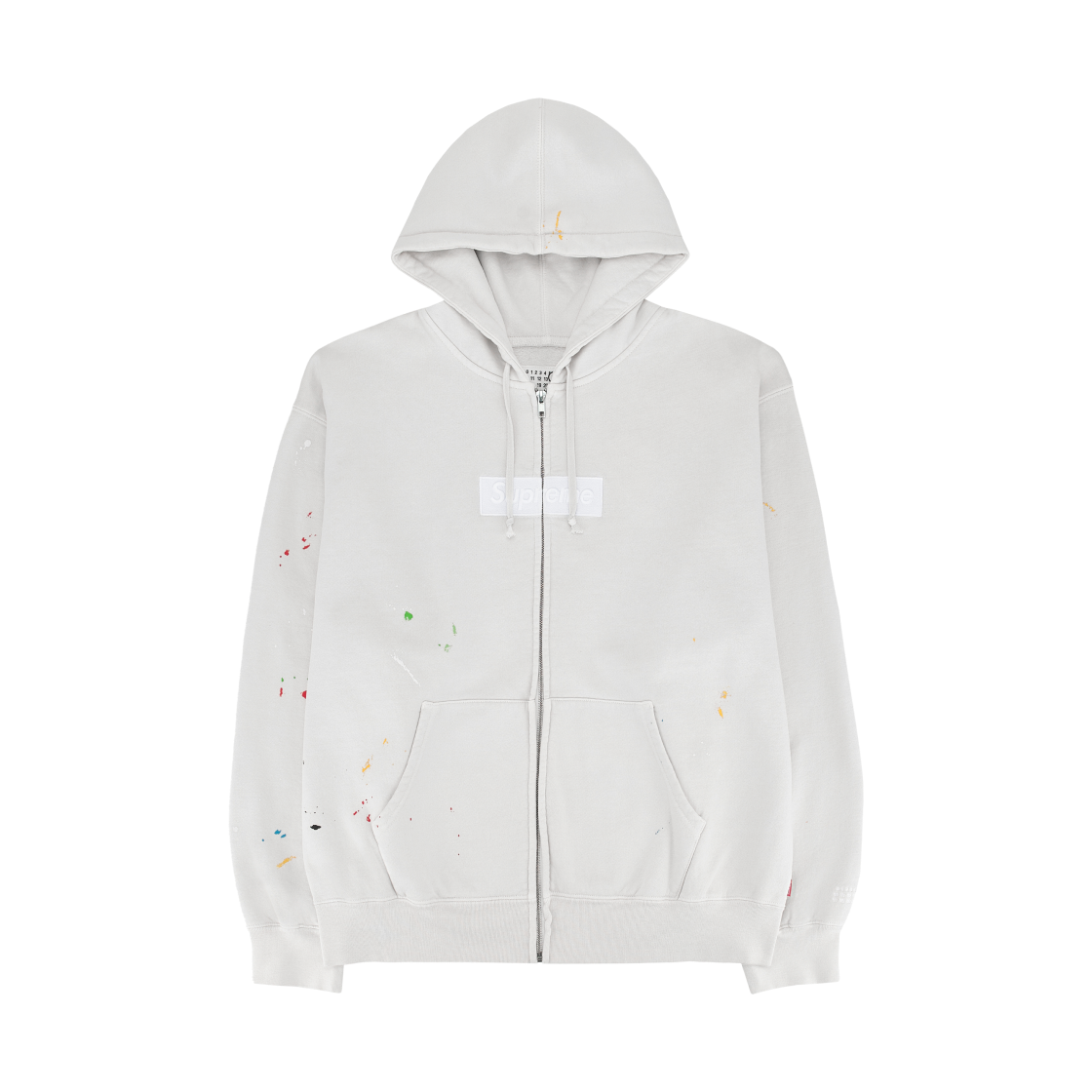 슈프림 x MM6 메종 마르지엘라 박스로고 집업 후드 스웨트셔츠 화이트 - 26SS(Supreme x MM6 Maison Margiela Box Logo Zip Up Hooded Sweatshirt White - 26SS)