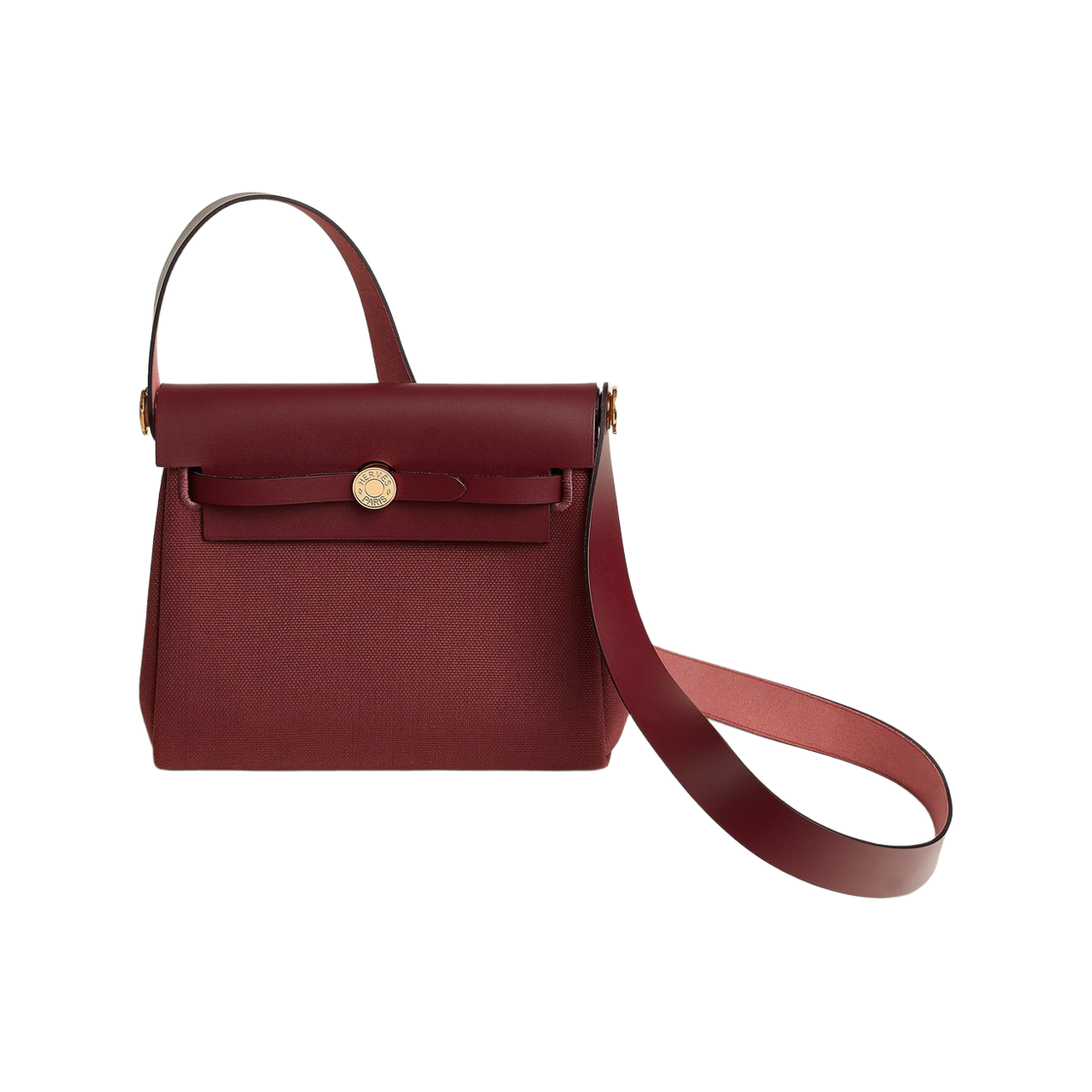 H086430CCAJ Hermes Herbag Zip 20 Bag Military Canvas Hunter Cowhide & Gold Rouge H