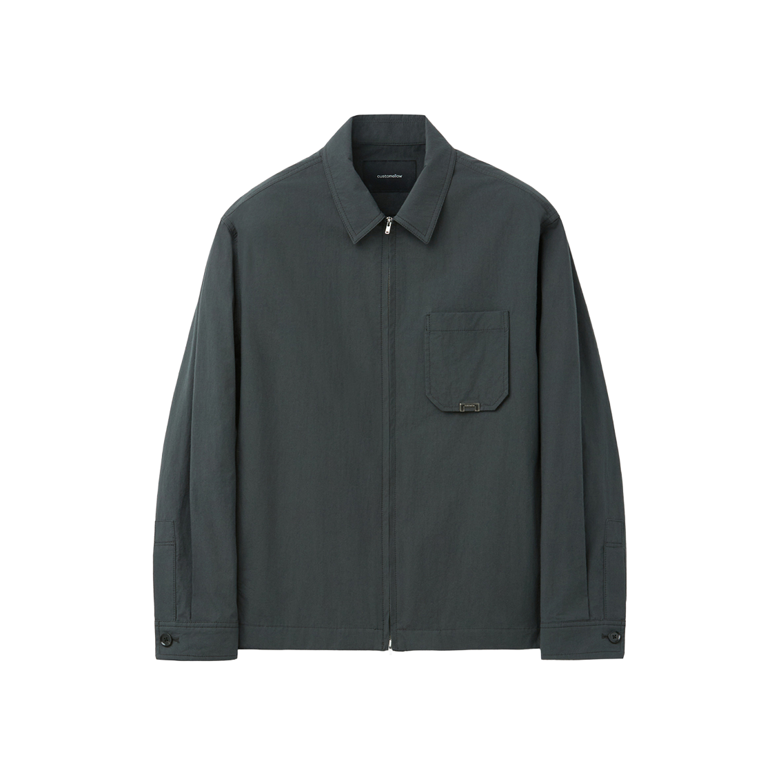 커스텀멜로우 솔리드 집업 셔츠 다크 그레이(Customellow Grey Solid Zip Up Shirt Dark Gray) - 1