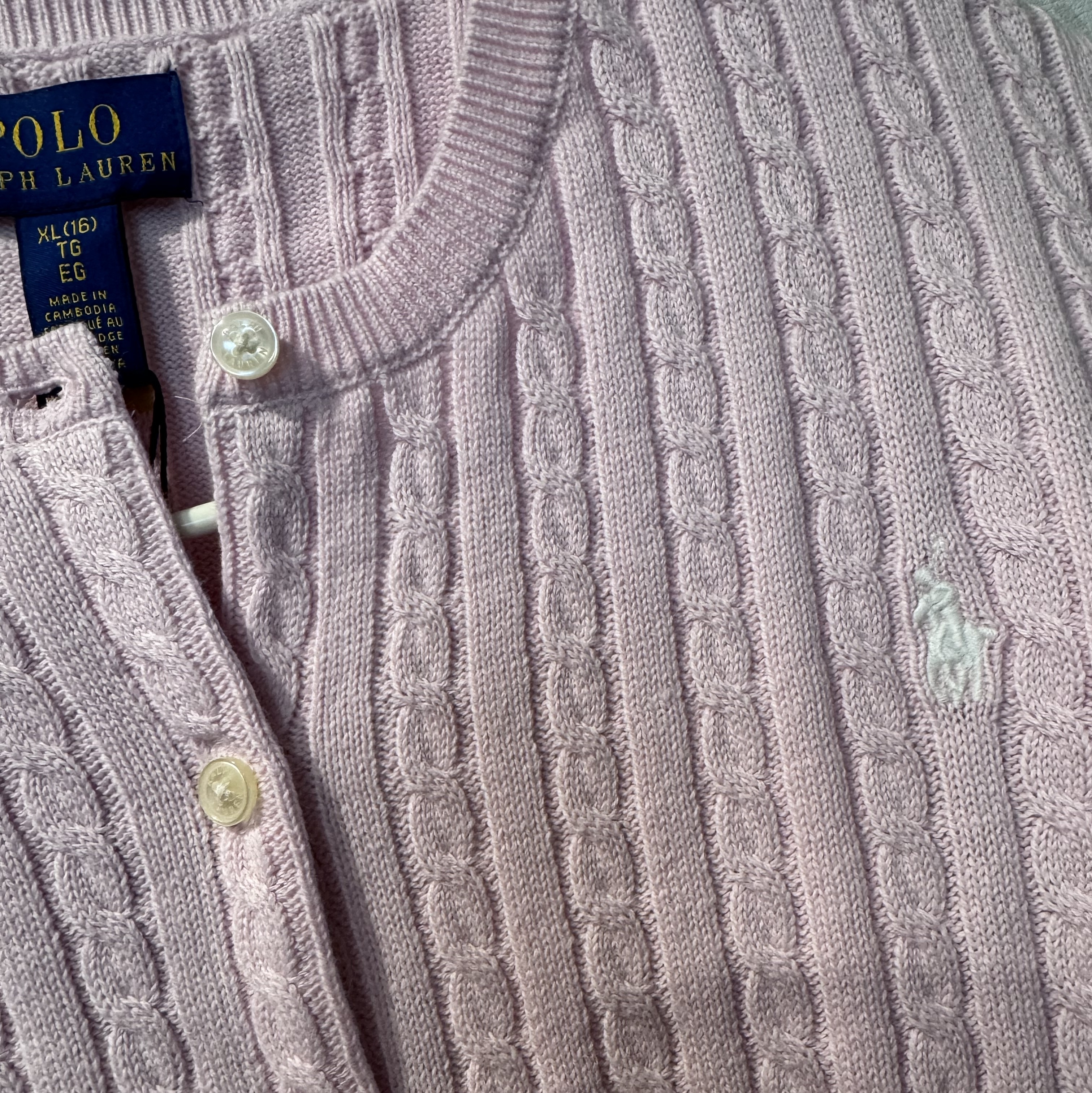 [30% 적립] Polo Ralph Lauren Children Mini Cable Cotton Cardigan Pink 착용 스타일