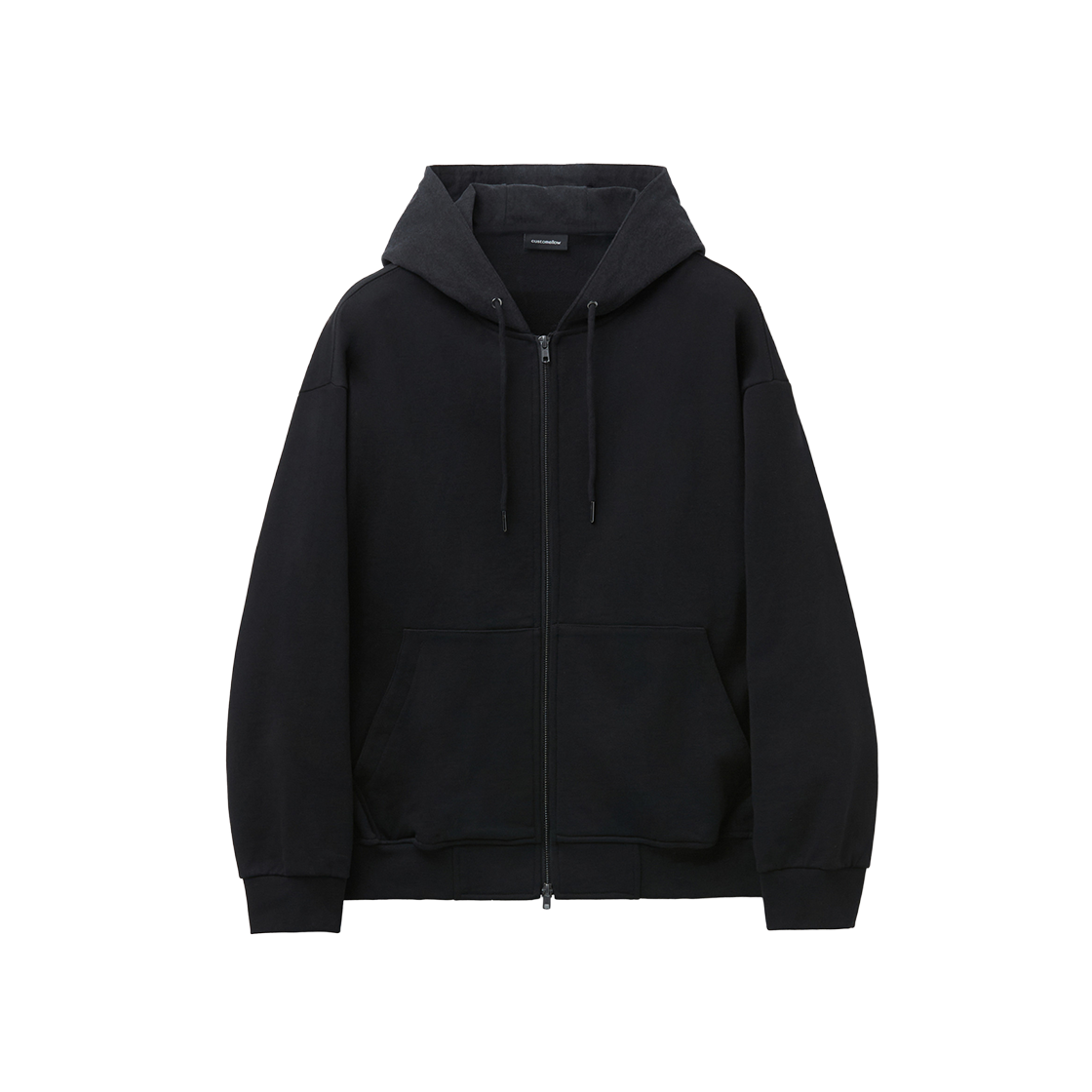커스텀멜로우 우븐 레이어드 집업 후디 블랙(Customellow Woven Layered Zip Hoodie Black) - 1