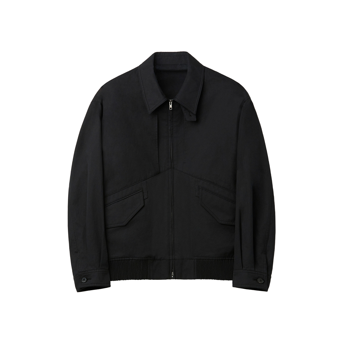 커스텀멜로우 코튼 카라 블루종 블랙(Customellow Cotton Collar Blouson Black) - 1