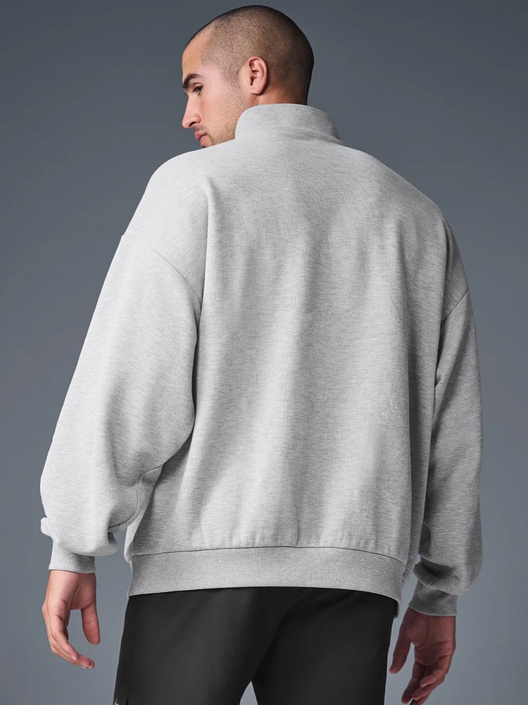 Alo Yoga Accolade 1/4 Zip Pullover Athletic Heather Grey, (W) Alo Yoga Accolade Sweatpant Athletic Heather Grey 착용 스타일 - 3