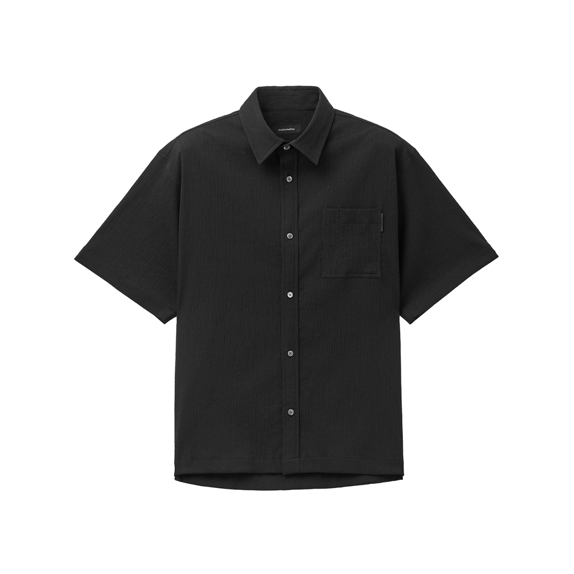 커스텀멜로우 릴렉스드 플리츠 하프 셔츠 블랙(Customellow Relaxed Solid Pleats Half Shirt Black) - 1