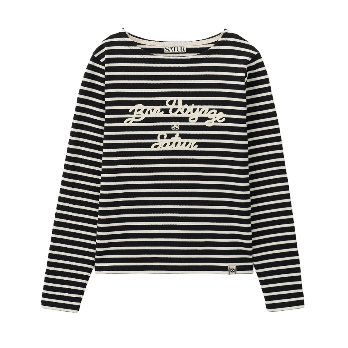 SA251WLS03BLK0 SATUR W Bon Voyage Border Long Sleeve - Black