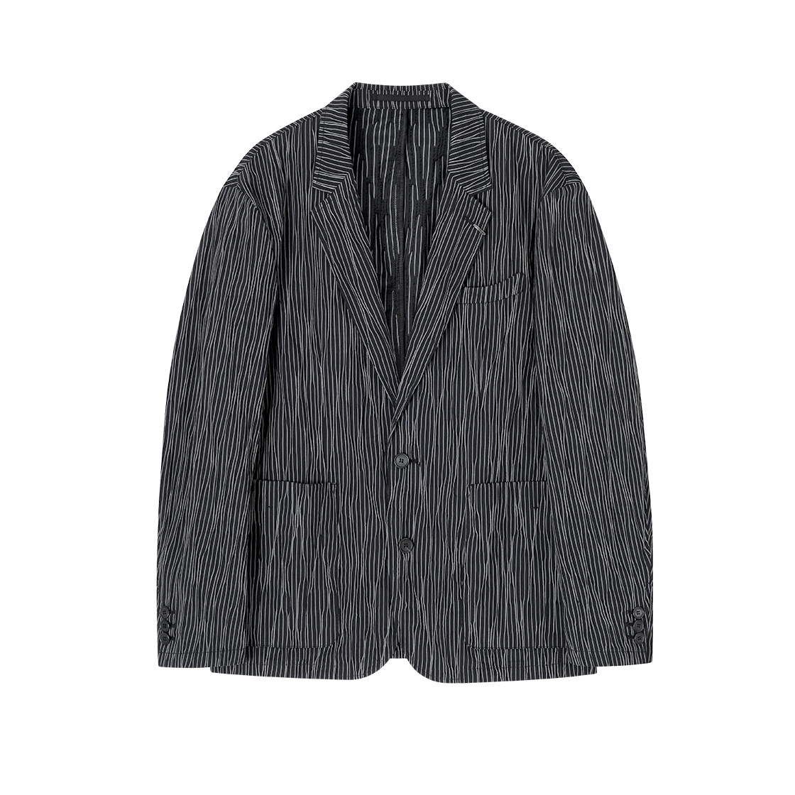 송지오 옴므 스트라이프 플리츠 코쿤 블레이저 블랙(SONGZIO HOMME Stripe Pleats Cocoon Blazer Black) - 1