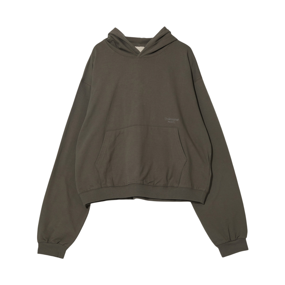 UMCM96KK Undermycar Mu.96 Anti Fxxking Logo Play Light Cropped Hoodie khaki