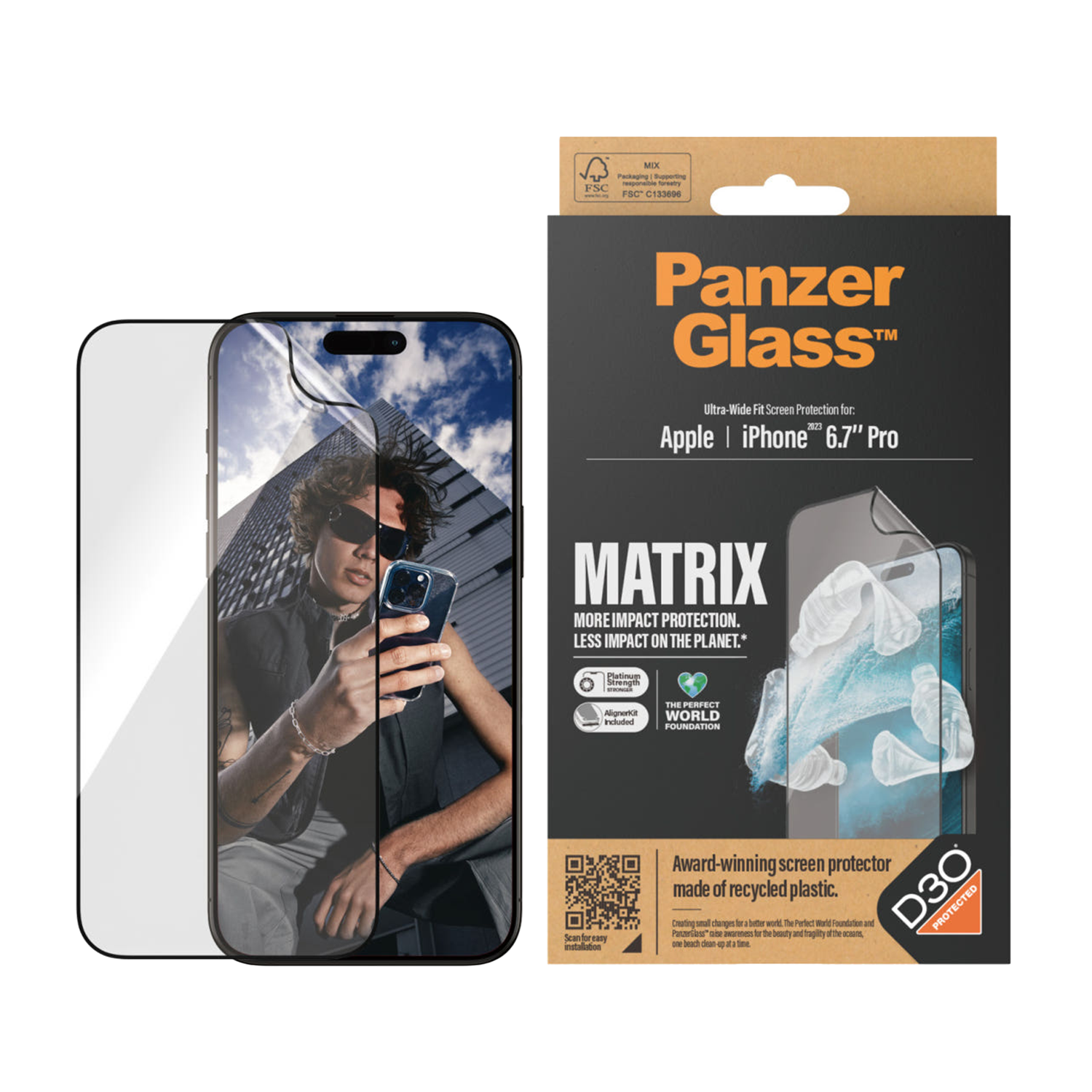 판저글래스 D3O 매트릭스 필름 아이폰 15 시리즈(PANZERGLASS D3O Matrix Film for iPhone 15 Series)