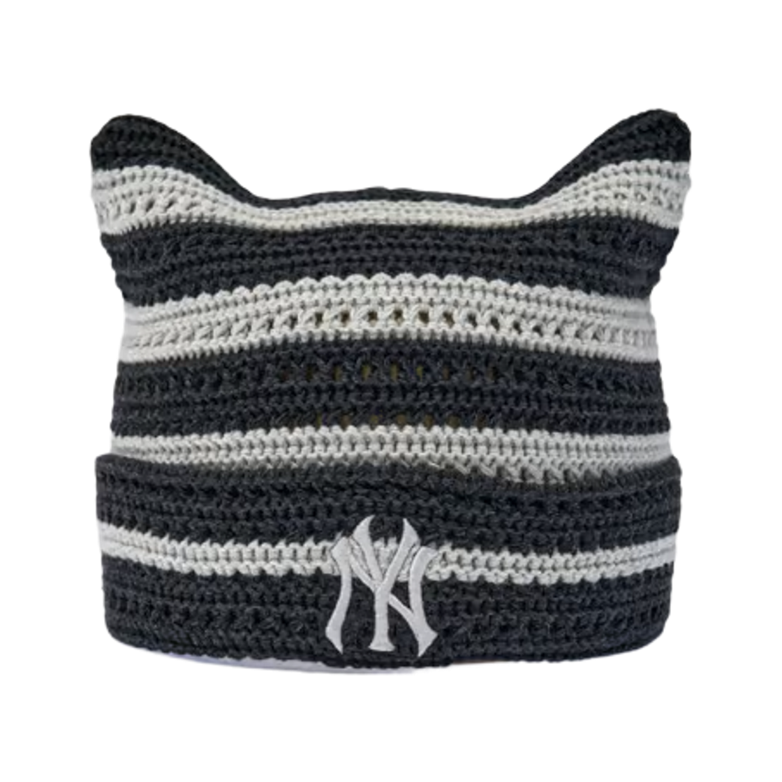 MLB 썸머 스트라이프 미야옹 비니 뉴욕양키스 블랙(MLB Summer Stripe Meowing Beanie New York Yankees Black)