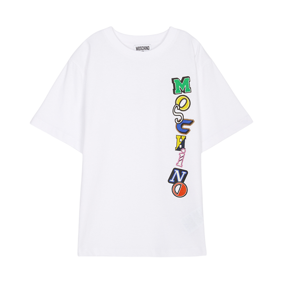(키즈) 모스키노 로고 프린트 티셔츠 화이트((Kids) Moschino Logo Print T-Shirt White)