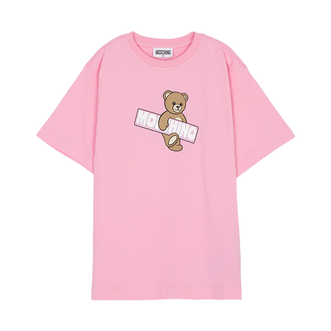 (키즈) 모스키노 로고 숏슬리브 티셔츠 핑크((Kids) Moschino Logo Short Sleeve T-Shirt Pink)