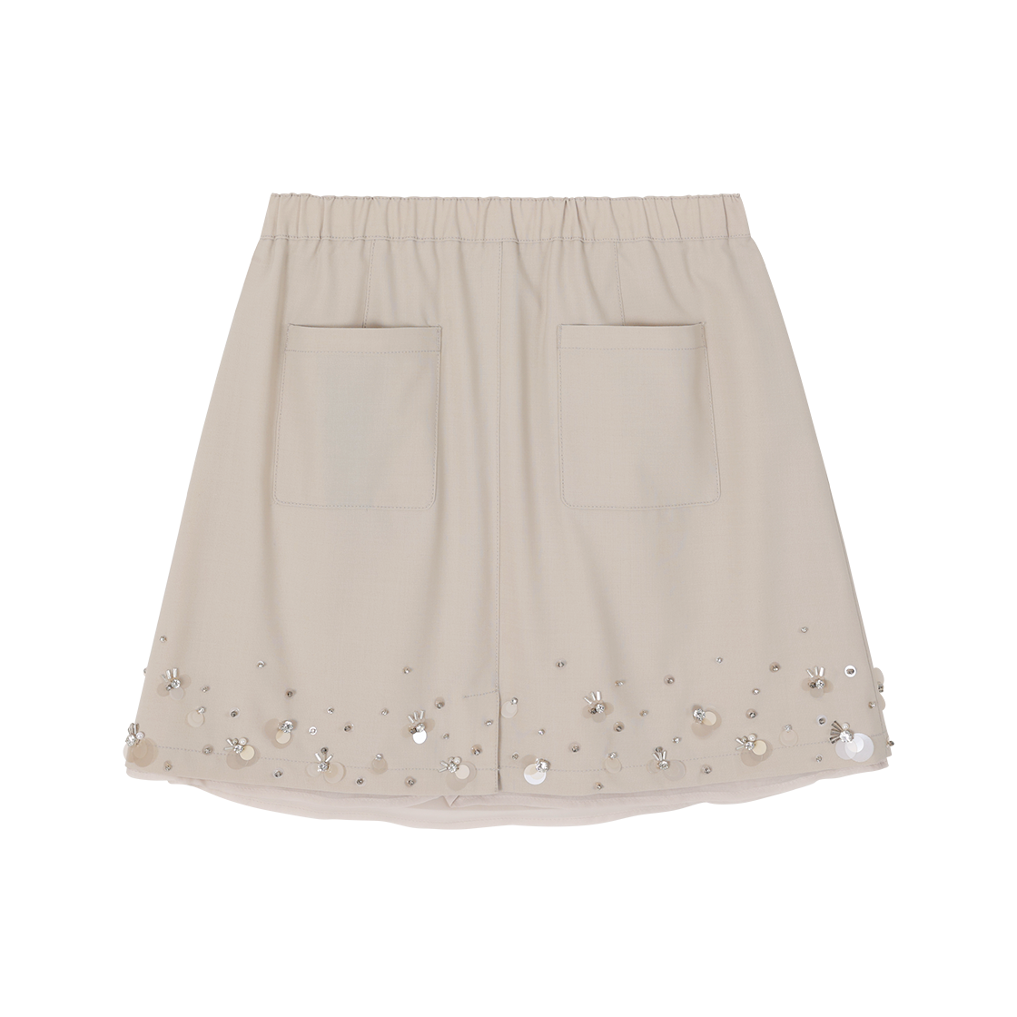 (W) 송지오 쥬얼 비딩 사틴 스커트 라이트 베이지((W) SONGZIO Jewel Beading Sating Skirt Light Beige) - 2