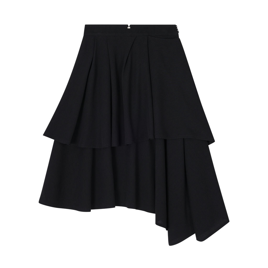 (W) 송지오 어시메트릭 레이어드 드레이프 스커트 블랙((W) SONGZIO Asymmetric Layered Drape Skirt Black) - 2