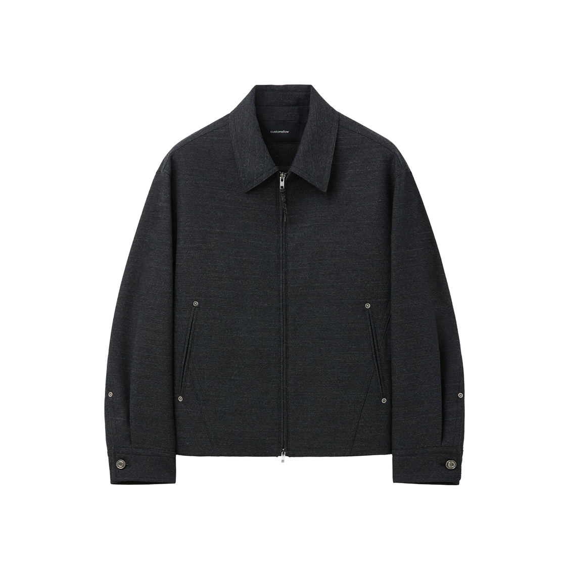 커스텀멜로우 투톤 집업 자켓 블랙(Customellow Two Tone Zip Jacket Black)