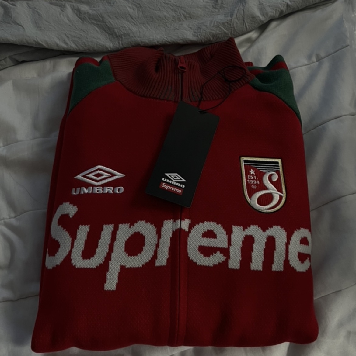 Supreme x Umbro Zip Up Sweater Red - 25SS 착용 스타일 - 1