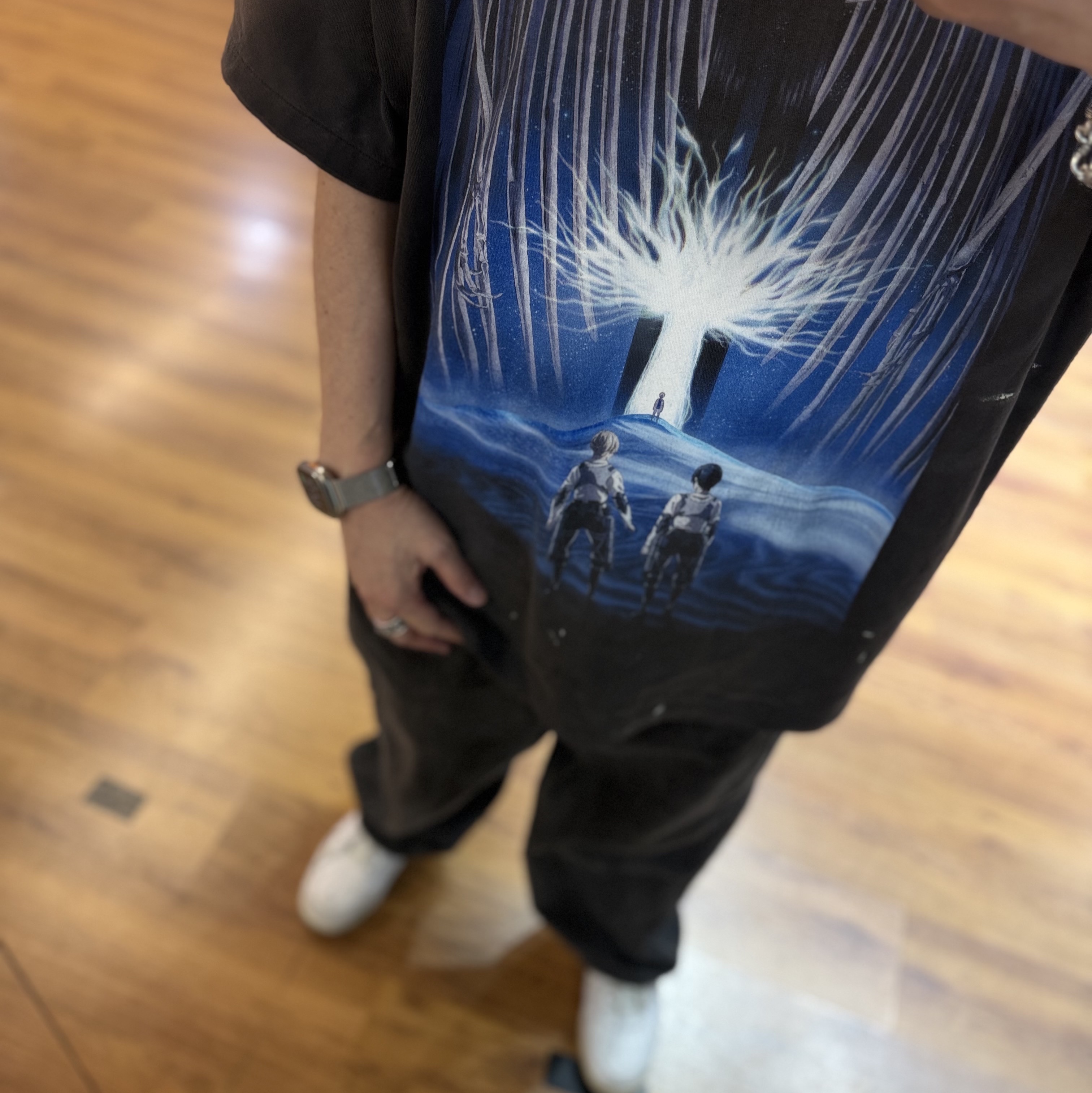 Saint Mxxxxxx x Attack On Titan S/S T-Shirt Black - 26SS 착용 스타일