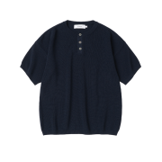 Knitted Coolever Henley Neck Half Sleeve Knit NVAY