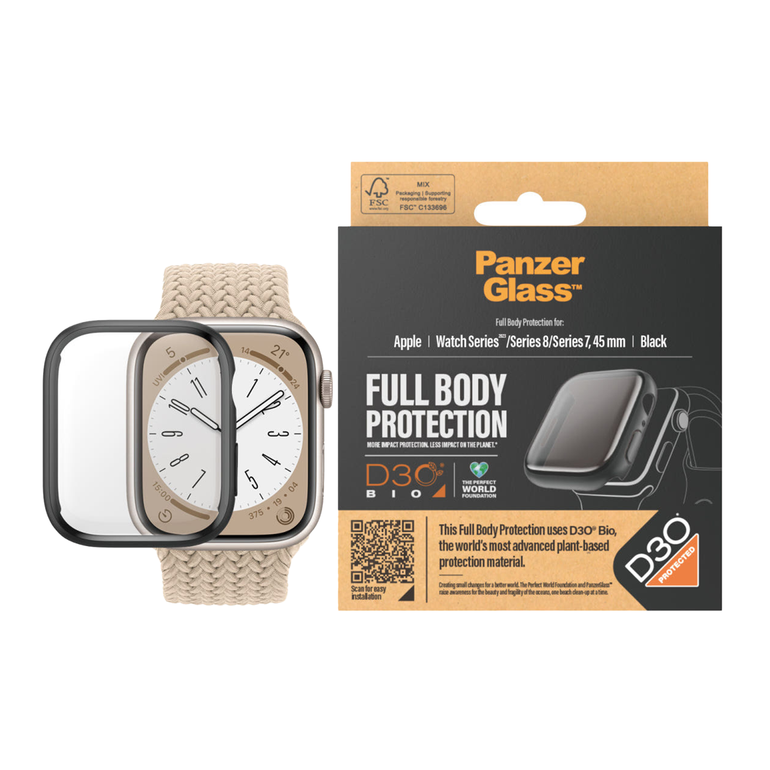 판저글래스 애플워치 D3O 케이스 L (클리어/블랙)(PANZERGLASS Apple Watch D3O Case L (Clear / Black)) - 3