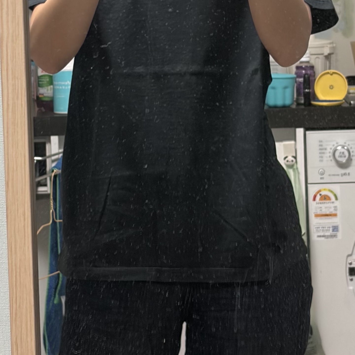 (W) Maison Margiela Numeric Logo T-Shirt Black 착용 스타일