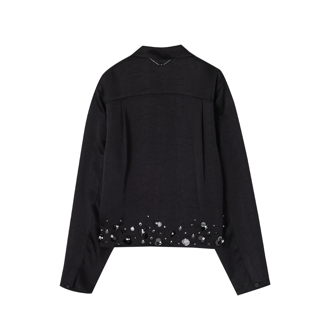 (W) 송지오 쥬얼 비딩 사틴 블라우스 블랙((W) SONGZIO Jewel Beading Satin Blouse Black) - 2