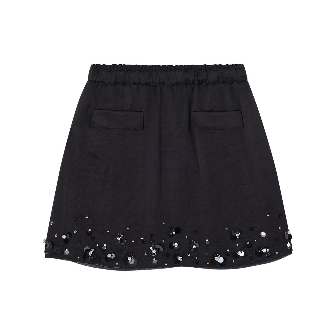 (W) 송지오 쥬얼 비딩 사틴 스커트 블랙((W) SONGZIO Jewel Beading Sating Skirt Black) - 1