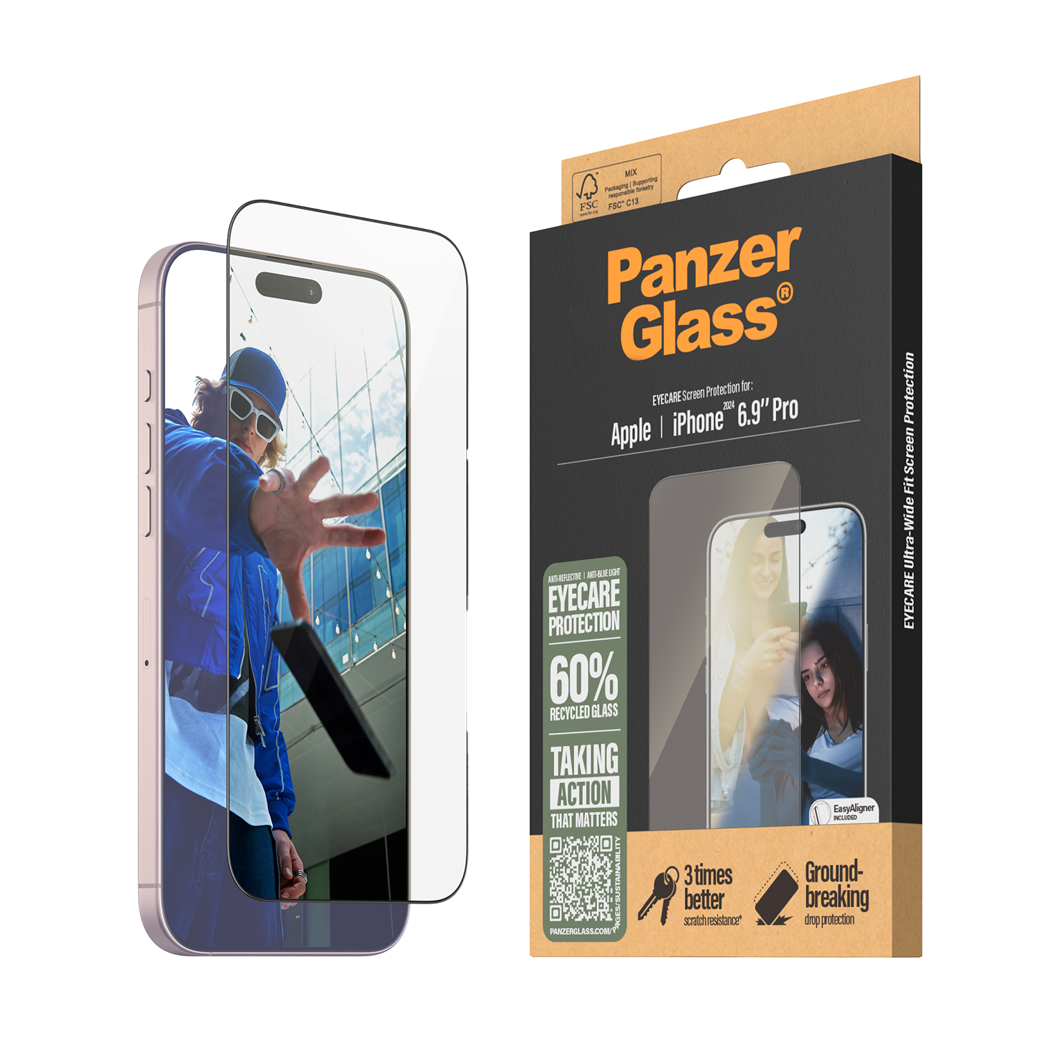 판저글래스 2in1 아이케어 강화유리 아이폰 16 시리즈(PANZERGLASS 2-in-1 Eye Care Tempered Glass for iPhone 16 Series) - 3