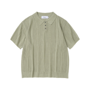 Knitted Linen Skashi Collar Half Knit OLIVE
