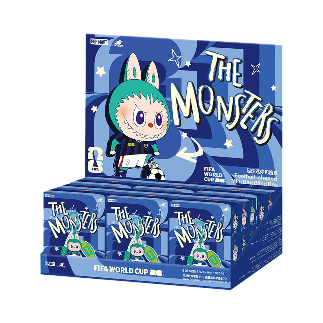 팝마트 더 몬스터즈 x 피파 시리즈 축구공 미니 백 미개봉 랜덤박스 (6개입)(Pop Mart The Monsters x FIFA Series Football Shaped Mini Bag Sealed Case (6 Blind Boxes))