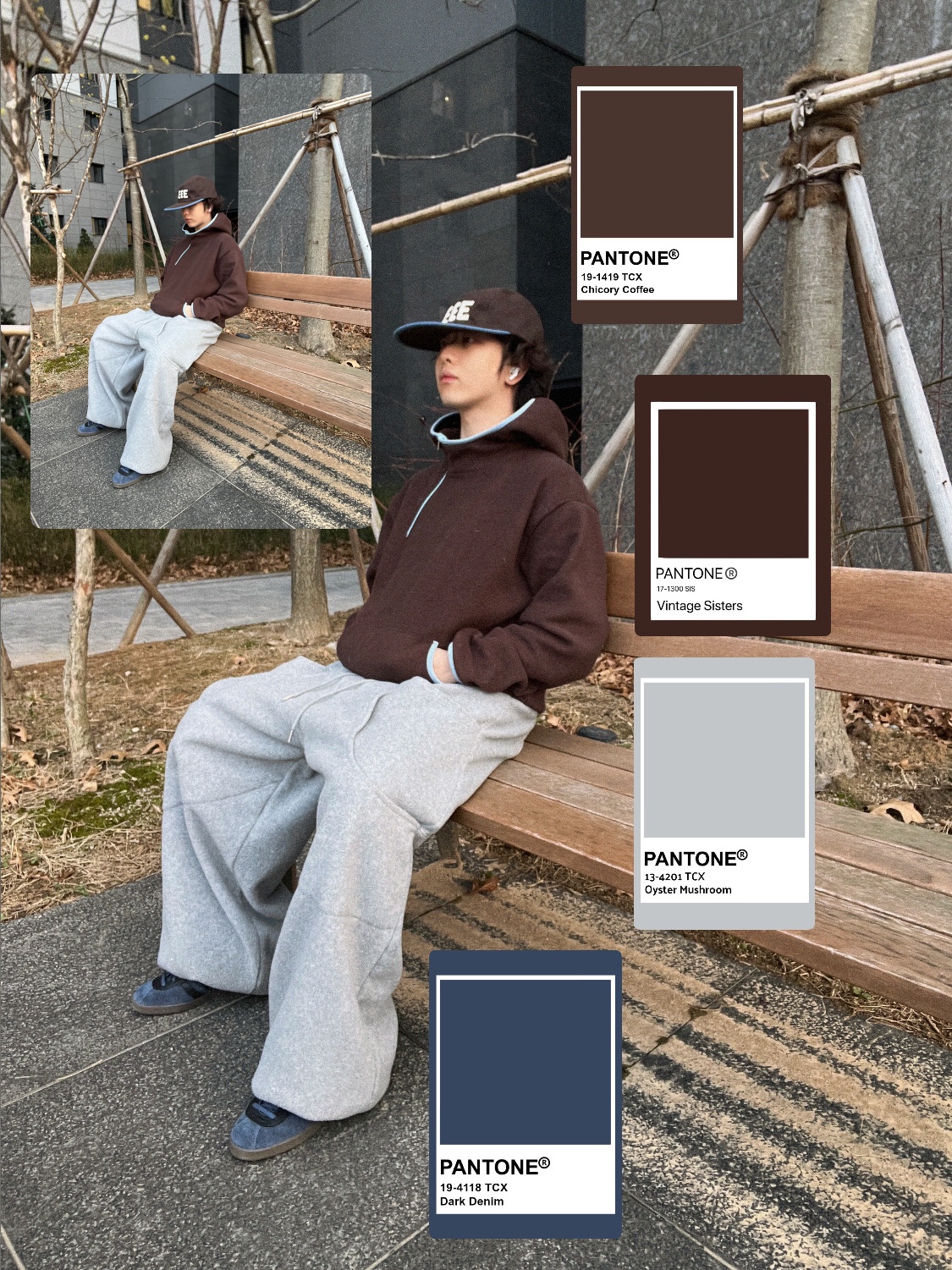 Keymisery Whisper Pillbox Cap Camo, Asics Life Walker 101 Dark Brown Beige - 3E Wide 착용 스타일 - 6
