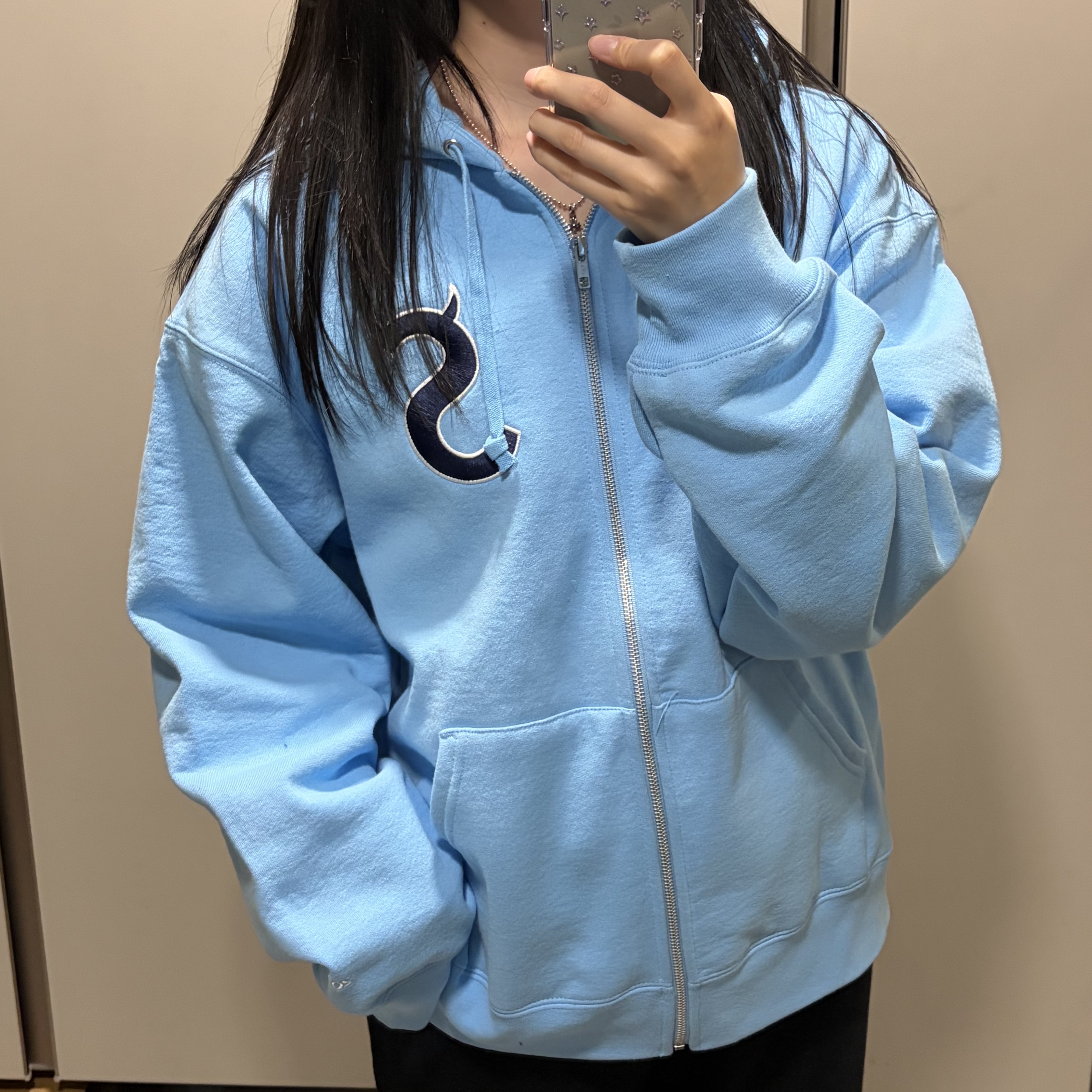 Supreme Devil S Logo Zip Up Hooded Sweatshirt Light Blue - 26SS 착용 스타일