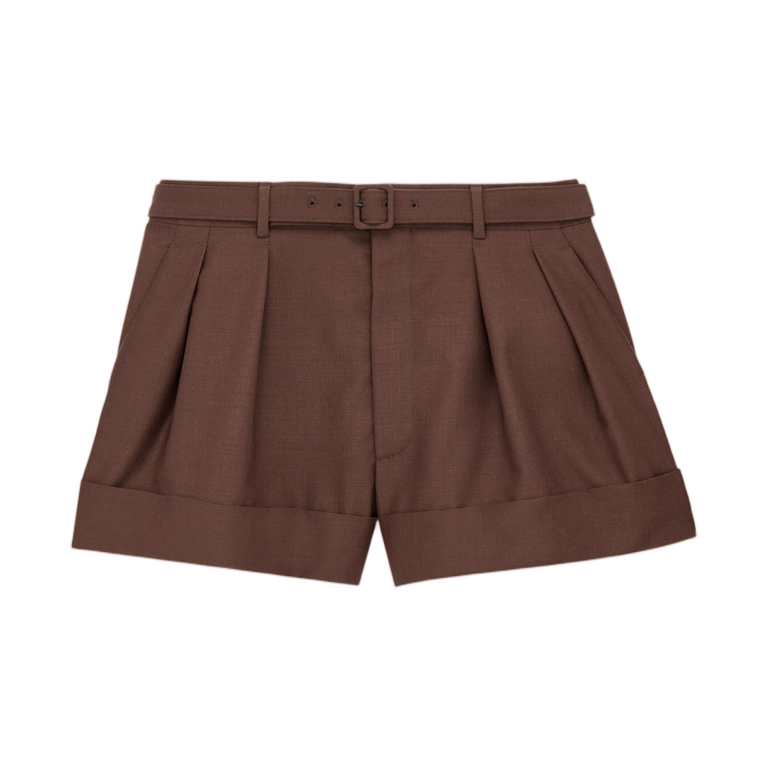 854459-Y1N02-2019 Saint Laurent Shorts in Wool and Mohair Chocolat