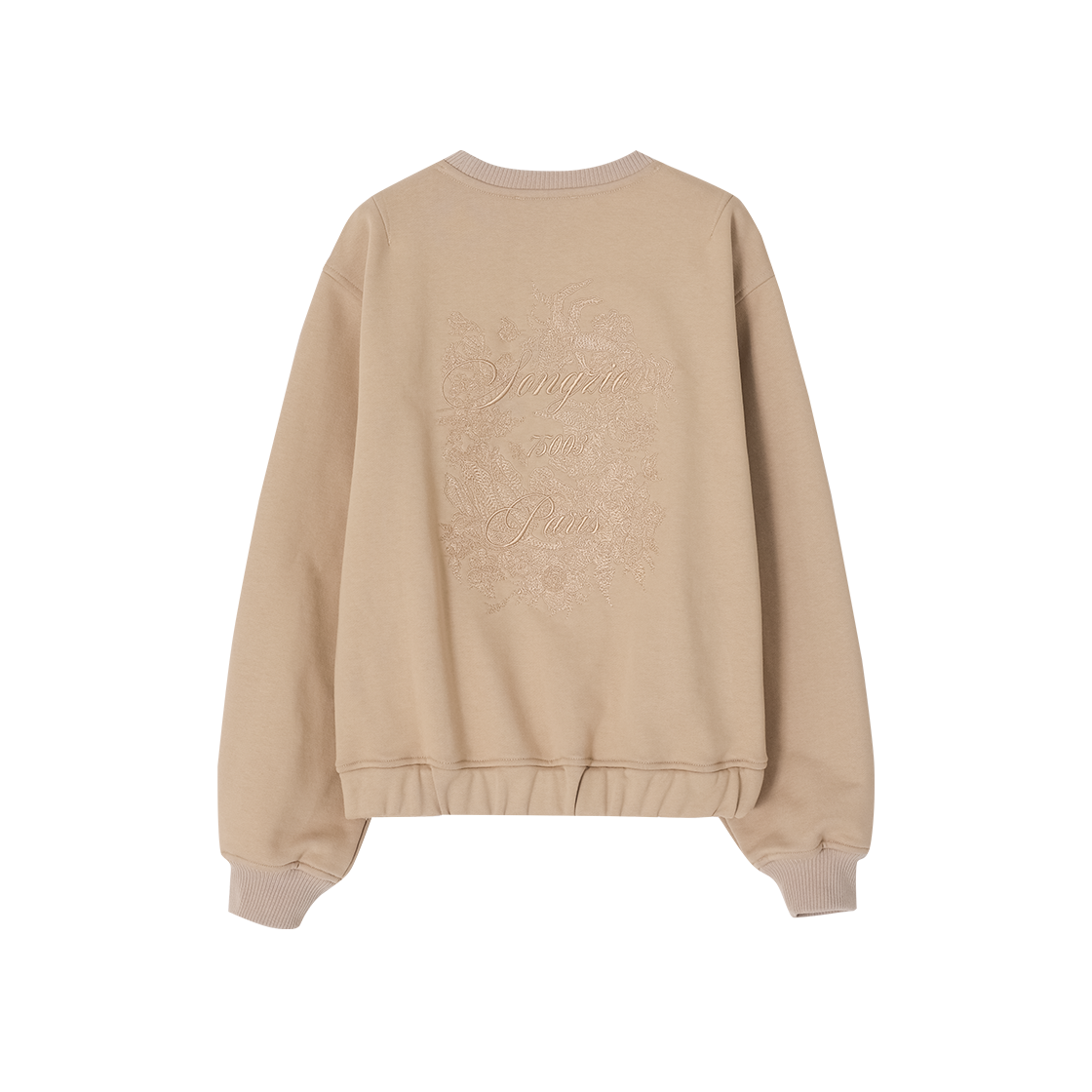 (W) 송지오 플로럴 엠브로이드 스웻셔츠 베이지((W) SONGZIO Floral Embroidered Sweatshirt Beige) - 2