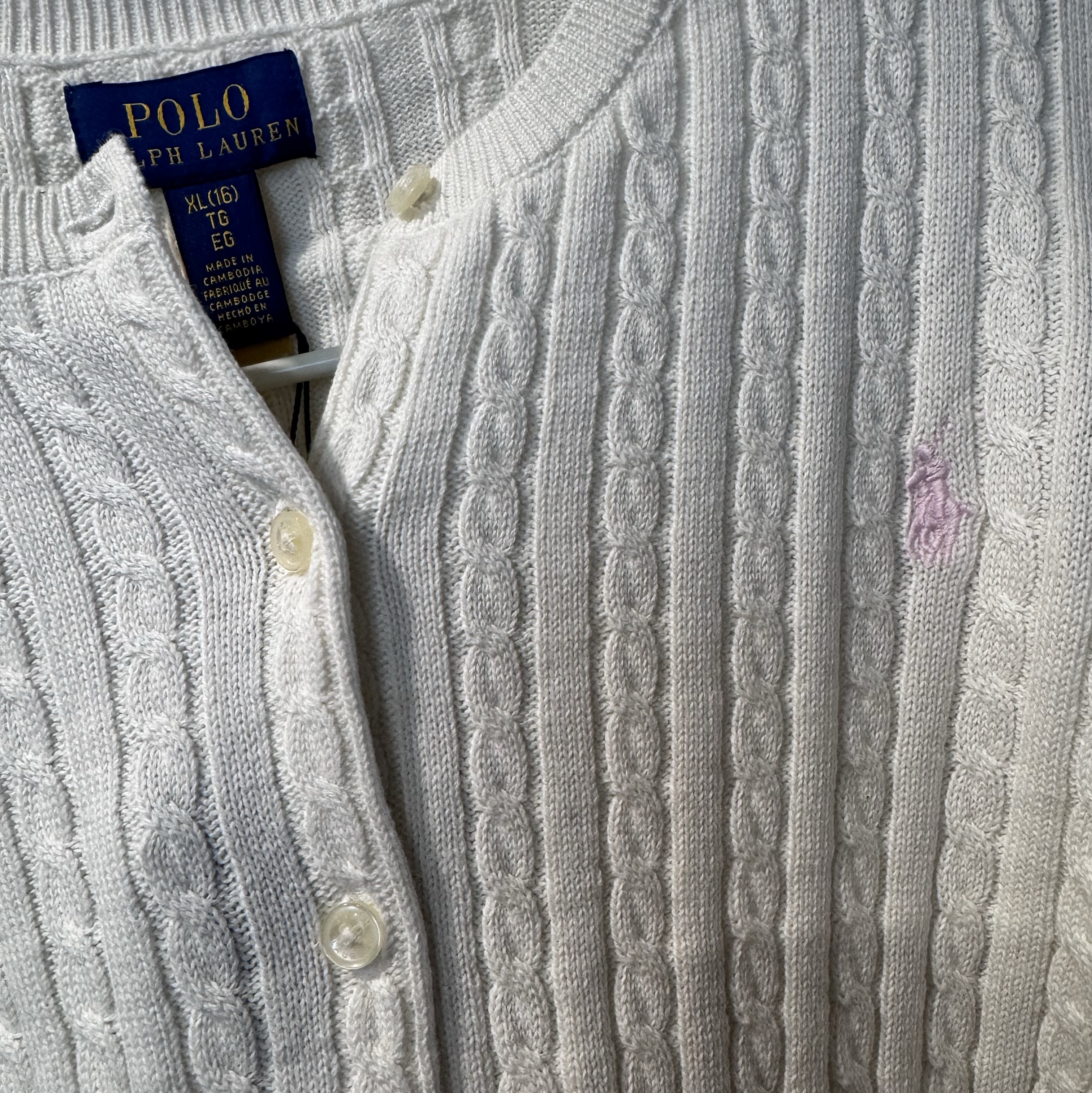 [30% 적립] Polo Ralph Lauren Children Mini Cable Cotton Cardigan Warm White 착용 스타일