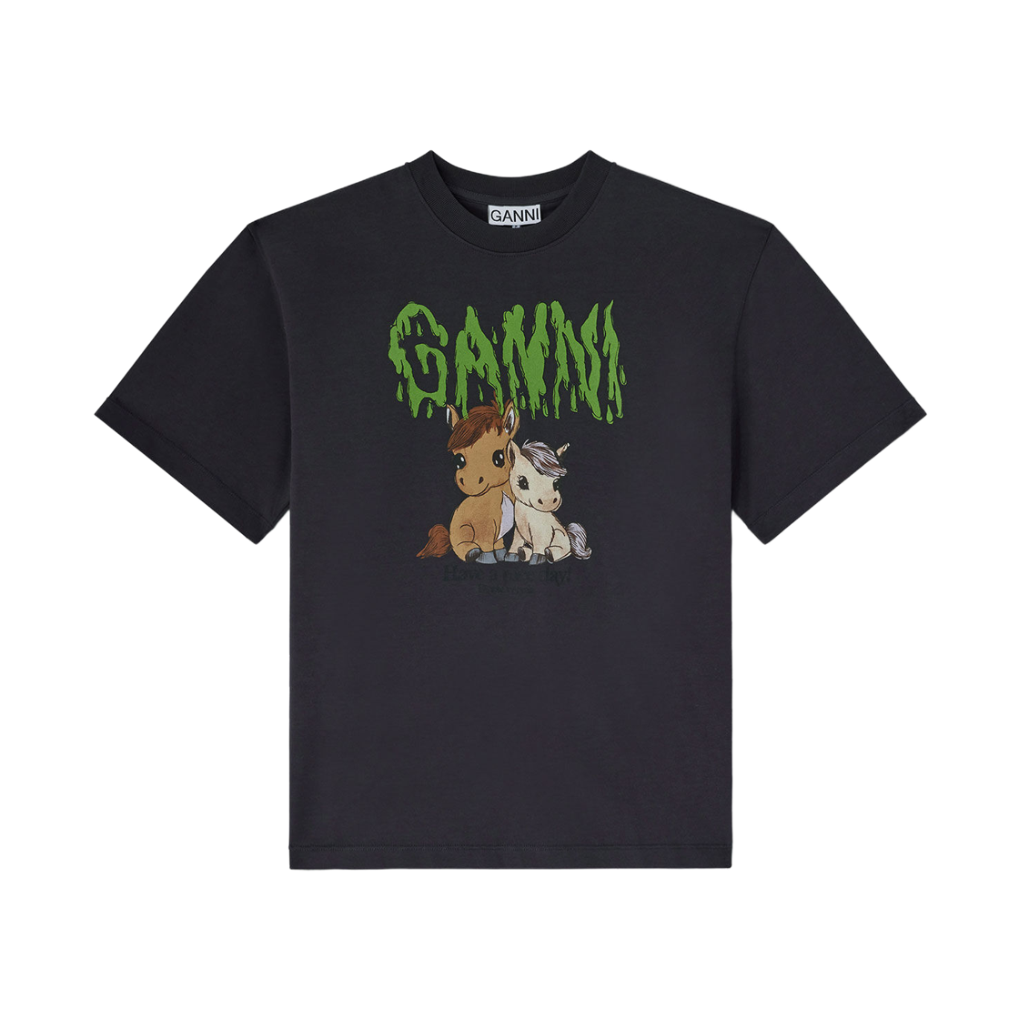 A1050048-252 (W) Ganni Logo Graphic Cotton T-Shirt Phantom