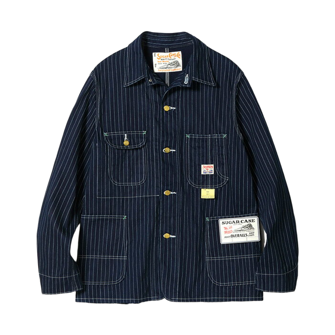 슈가 케인 9온즈 와바시 스트라이프 워크 코트 원 워시(Sugar Cane 9oz. Wabash Stripe Work Coat One Wash) - 1
