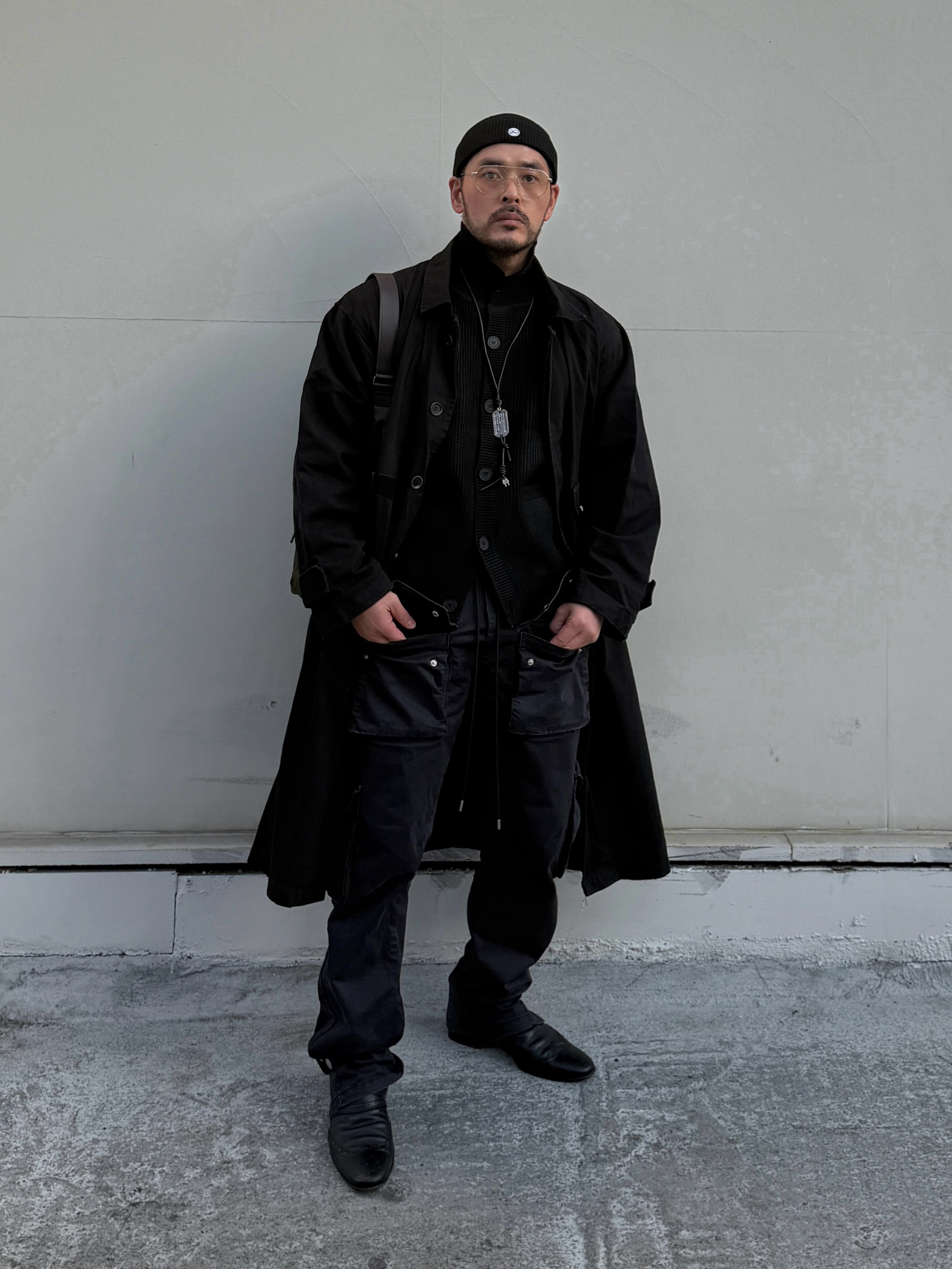 (Kids) Frgmt Mini Mini Logo Beanie Black 착용 스타일 - 3