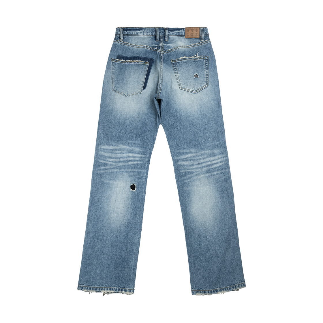 스몰스튜핏튠즈 패치워크 트위스티드 스트레이트 데님 팬츠 라이트 블루(smallstupidtunes Patchwork Twisted Straight Denim Pants Light Blue) - 2