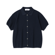 Knitted Coolever PK Crop Half Sleeve Cardigan Navy