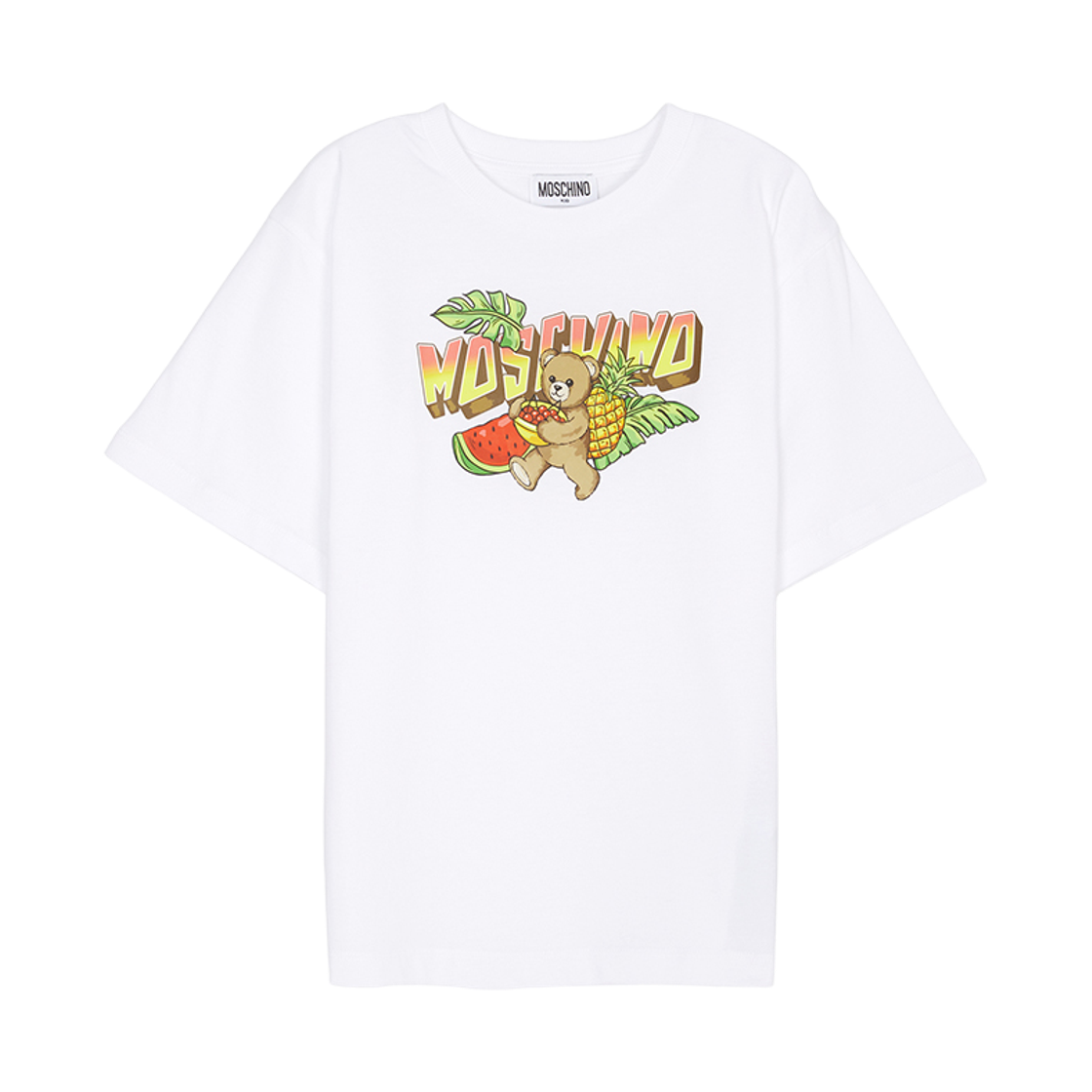 (키즈) 모스키노 테디 베어 코튼 저지 티셔츠 화이트((Kids) Moschino Teddy Bear Cotton Jersey T-Shirt White) - 1