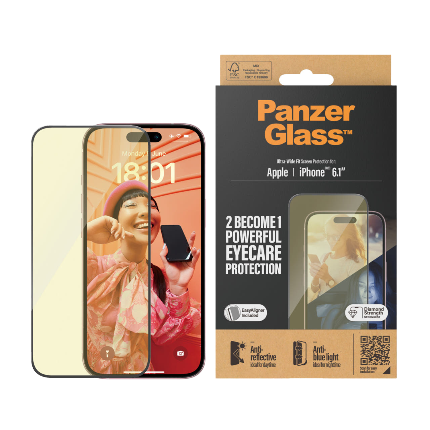 판저글래스 2in1 아이케어 강화유리 아이폰 15 시리즈(PANZERGLASS 2-in-1 Eye Care Tempered Glass for iPhone 15 Series) - 3
