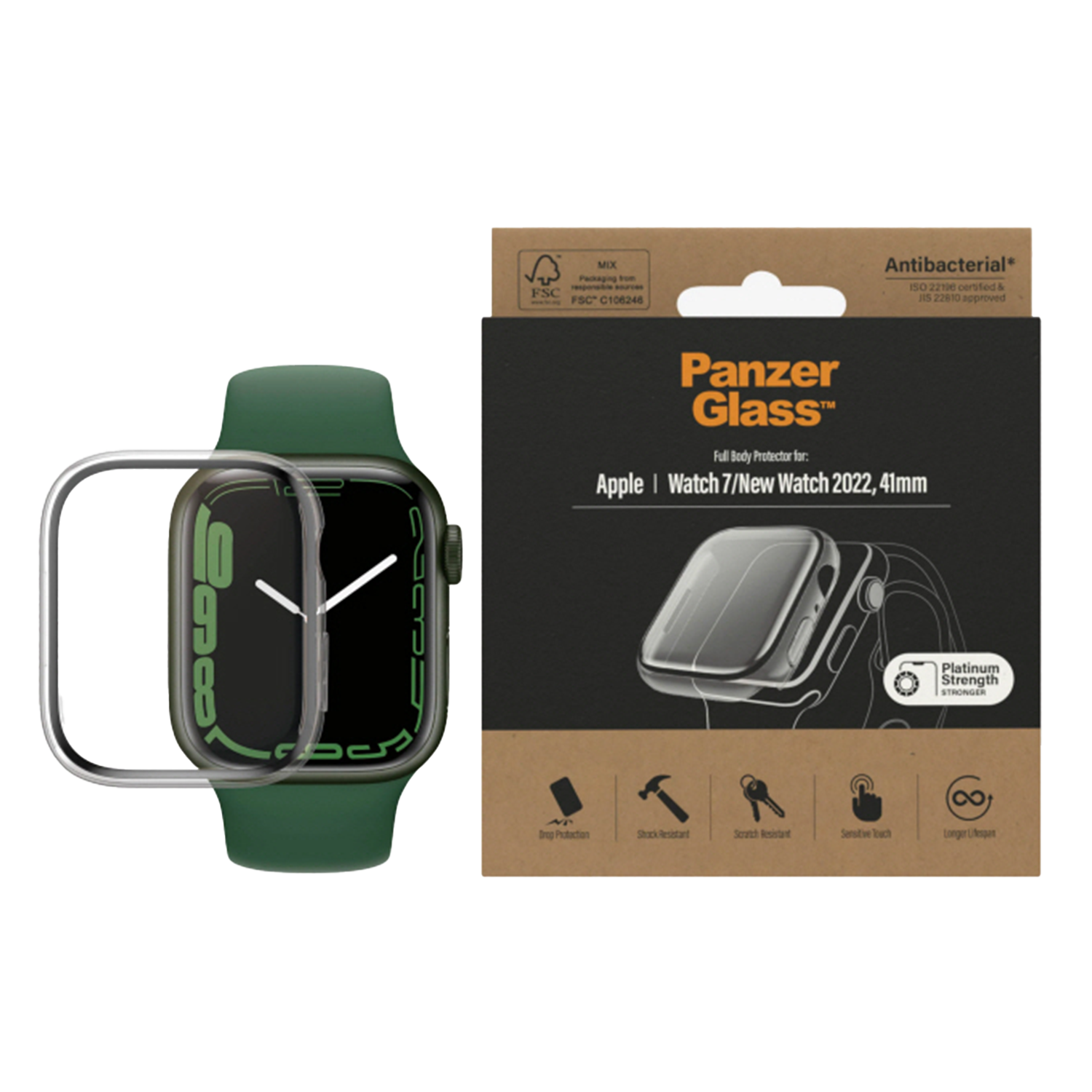 판저글래스 애플워치 풀커버 케이스 41mm (클리어/블랙)