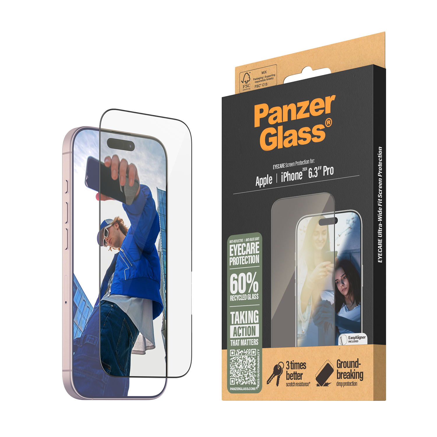 판저글래스 2in1 아이케어 강화유리 아이폰 16 시리즈(PANZERGLASS 2-in-1 Eye Care Tempered Glass for iPhone 16 Series) - 4